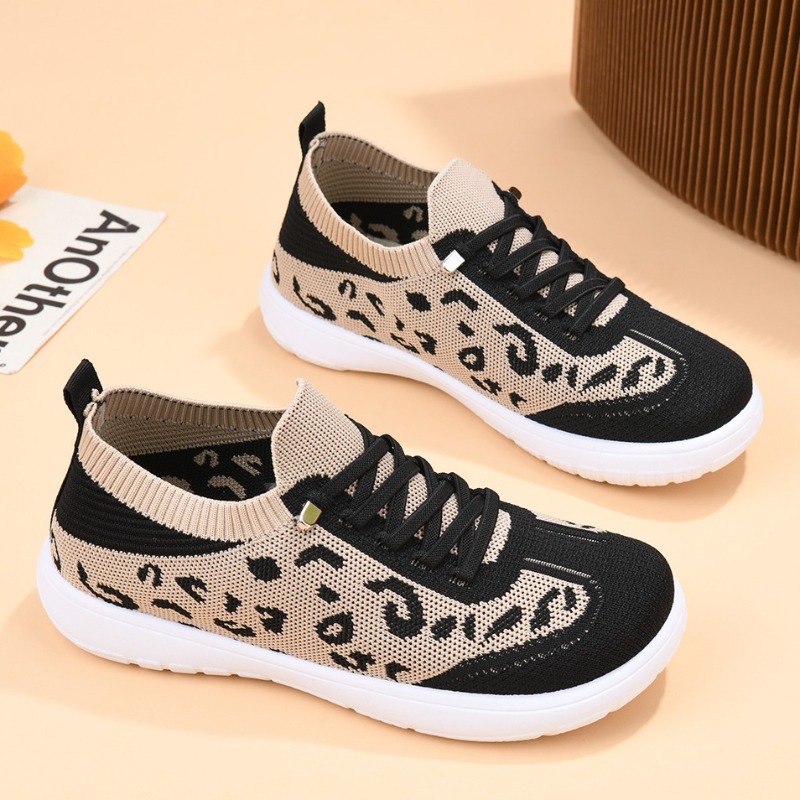 Women Lace‑up Leopard Knit Mid - Sneaker Zone ulasan dan harga