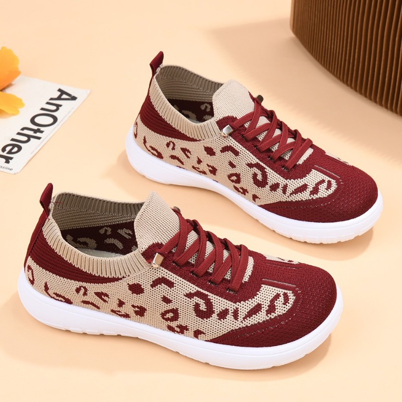 Women Lace‑up Leopard Knit Mid - Sneaker Zone ulasan dan harga