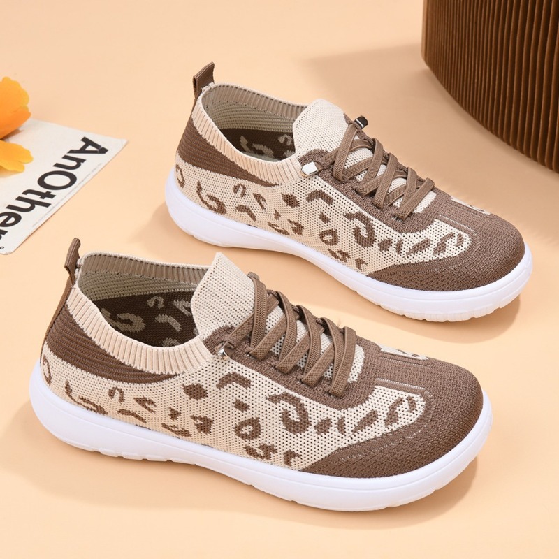 Women Lace‑up Leopard Knit Mid - Sneaker Zone ulasan dan harga