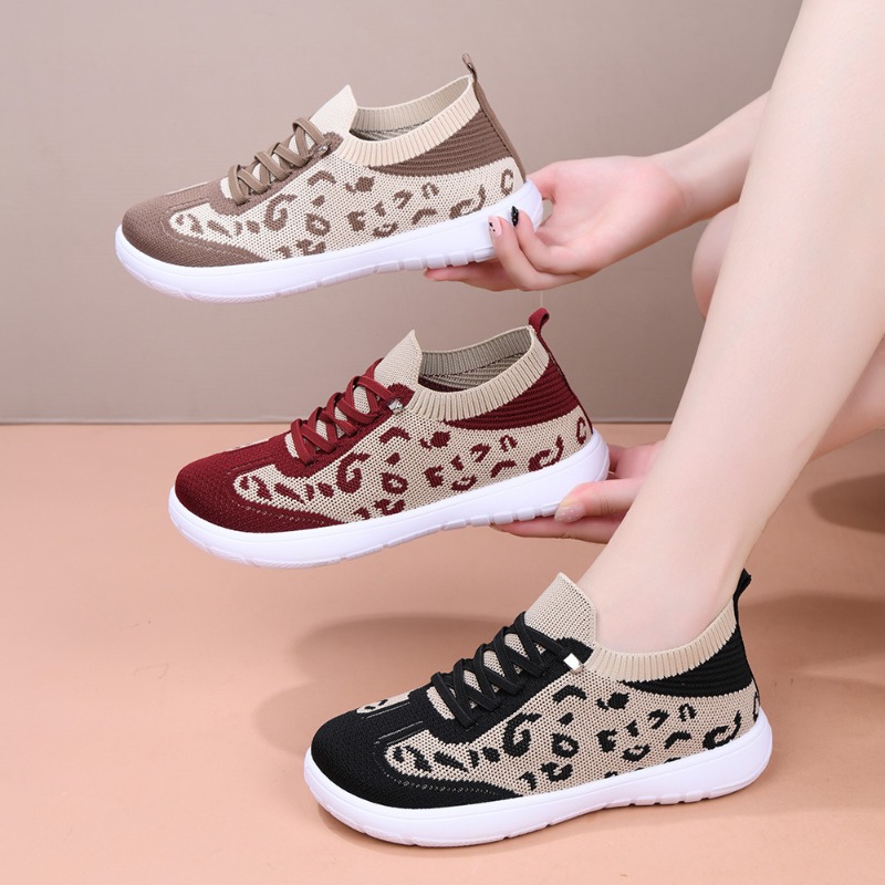 Women Lace‑up Leopard Knit Mid - Sneaker Zone ulasan dan harga